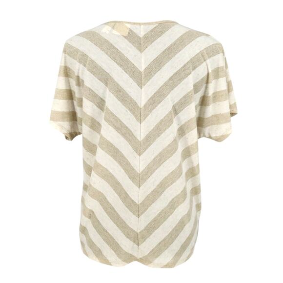 Chicos Top 1 Womens Medium Beige Gold Metallic Chevron Blouse Pullover Neutral - Picture 2 of 14